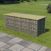 vidaXL Gabion bank 120 cm gegalvaniseerd staal en grenenhout