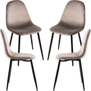 Set 4 Teok Black Fluwelen Stoelen