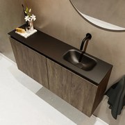 Mondiaz Ture 100cm toiletmeubel dark brown met wastafel urban rechts geen kraangat