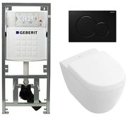 Villeroy Boch Subway 2.0 compact DirectFlush Toiletset - Geberit reservoir - bedieningsplaat zwart - softclose - quickrelease - wit 0701131/1024232/0700524/1025456/