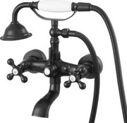 VEVOR Klauwpoot Wandgemonteerde Badkraan met Handdouche, Vintage Badkraan met Verstelbare Draaiarmen en 360° Draaibare Uitloop, Douchekraanset Badkraanset Matzwart