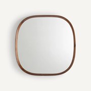 Organische spiegel, massief notenhout en MDF, H80cm, Orion