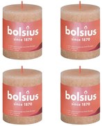 Bolsius Stompkaarsen Shine 4 st rustiek 80x68 mm mistroze