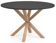 Kave Home Full Argo Ronde Eettafel Modern Zwart Met Eiken - 120 X 120cm.