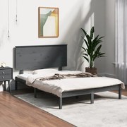 vidaXL Bedframe massief hout grijs 135x190 cm 4FT6 Double