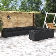 vidaXL 10-delige Loungeset met kussens poly rattan zwart