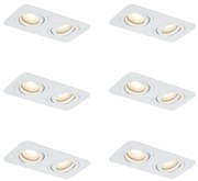 Buitenlamp Set van 6 afgeronde inbouwspots wit GU10 50mm draai- en kantelbaar IP44 2-lichts - Alberto Modern GU10 IP44 Buitenverlichting Lamp