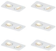Set van 6 afgeronde inbouwspots wit GU10 50mm draai- en kantelbaar IP44 2-lichts - Alberto