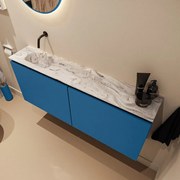 Mondiaz Ture DLux toiletmeubel 120cm jeans met wastafel glace links zonder kraangat