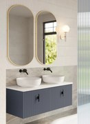 Muebles Ezra badmeubel ribbelfront 120cm marine blauw met wit toppaneel zonder waskom