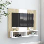 vidaXL Tv-wandmeubel 102x23,5x90 cm spaanplaat wit sonoma eikenkleurig