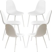 Set 6 White Teok Kunstlederen Stoelen