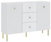 Commode VIENNA 2D3S Wit mat/goud - KAST MET LADEN EN GERIBBELDE FRONTEN