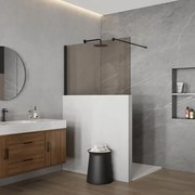 Fortifura Galeria Halfhoge Inloopdouche - 120x80cm - rookglas - 8mm - nano - met profiel en stabilisatiestang - Mat Zwart SW797905 SW1235446