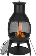 VEVOR Tuinhaard, φ500x1100mm Terraskachel, Azteekse ijzeren kachel voor grillen en verwarmen, Chimenea vuurkorf met grillrooster, schoorsteenmantel en roestvrijstalen schoorsteendeksel, voor terras, tuin, achtertuin
