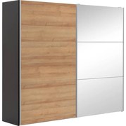 Goossens Kledingkast Easy Storage Sdk, 253 cm breed, 220 cm hoog, 1x 3 paneel schuifdeur li en 1x 3 paneel spiegel schuifdeur re