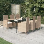 vidaXL 7-delige Tuinset met kussens beige