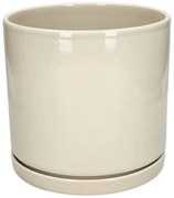 Bloempot met schotel, aardewerk, beige,Ø21 x 20 cm