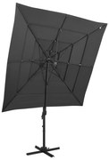 vidaXL Parasol 4-laags met aluminium paal 250x250 cm antracietkleurig