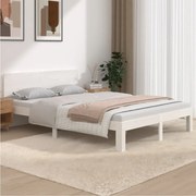 vidaXL Bedframe massief hout wit 150x200 cm 5FT King Size