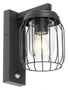 Moderne buiten wandlamp met bewegingsmelder zwart IP44 met bewegingssensor - Luc Modern E27 IP44 Buitenverlichting rond