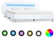 vidaXL Bedframe met LED kunstleer wit 120x200 cm