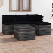 vidaXL 5-delige Loungeset met kussens pallet massief grenenhout