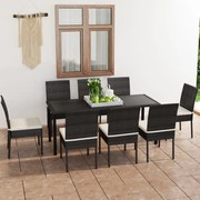 vidaXL 9-delige Tuinset poly rattan zwart