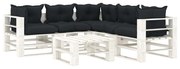 vidaXL 6-delige Loungeset met antracietkleurige kussens pallet hout