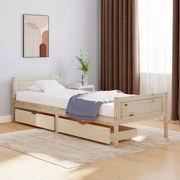 vidaXL Bedframe met 2 lades massief grenenhout 90x200 cm