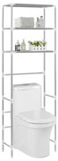 vidaXL Opbergrek voor boven toilet 3-laags 53x28x169 cm zilverkleurig