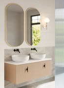 Muebles Ezra badmeubel ribbelfront 120cm macchiato met wit toppaneel zonder waskom