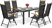 Verona Wood polywood aluminium tuinmeubelen voor 6 personen Garden Point zwart