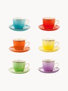 Handbeschilderde espressokopjes Baita met schoteltjes, set van 6