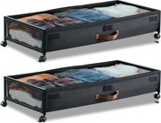 VEVOR Opbergtas voor onder het bed van Oxford-stof, 2 stuks, oprolbaar (915 x 460 x 185 mm), opbergvak voor onder het bed met transparant deksel, mobiele opbergbox voor kleding en schoenen