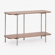 Consolerectangulaire 120x40 Cm En Mangohout En Roestvrij Staal Vimara Donker Handvat Hout - Sklum