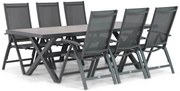 Tuinset 6 personen 245 cm Aluminium/Textileen /Aluminium/textileen Grijs Presto Vasto/Crossley