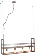 Industriële hanglamp roestbruin met rek 4-lichts - Cage Rack
