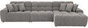 Goossens Excellent Bank Kubus - 30 X 30 Cm Stiksel grijs, stof, 1,5-zits, modern design met chaise longue rechts