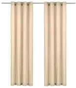 vidaXL Gordijnen met metalen ringen katoen 2 st 140x175 cm beige