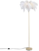 Art Deco vloerlamp beige met witte veren - Peahen