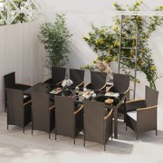 vidaXL 11-delige Tuinset met kussens poly rattan zwart