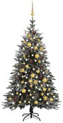 vidaXL Kunstkerstboom met LED's, kerstballen en sneeuw 120 cm PVC PE