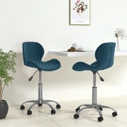 vidaXL Eetkamerstoelen draaibaar 2 st fluweel blauw