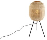 Oosterse tafellamp zwart met jute touw - RikiOosters E27 rond Binnenverlichting Lamp