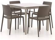 Diningset Forza  | 4 personen sintered stone | Tuinset stapelbaar | 5-delig | Kees Smit Tuinmeubelen
