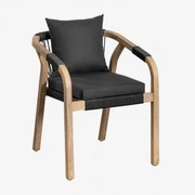 Dubai Eettafelstoel Met Armleuningen Van Acaciahout Grijs – Grafiet & Rustiek Acaciabruin - Sklum