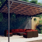 vidaXL 10-delige Loungeset met kussens poly rattan bruin