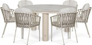 Tuinset Ronde Tuintafel 6 personen 150 cm Rope Zand/Beige Lifestyle Garden Furniture Morano/Arancia
