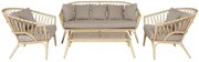 The Outsider Stoel-Bank Loungeset - Lenco - Bamboo Look - Lichtgrijs - Wicker - The Outsider